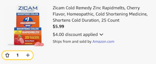 Zicam Amazon receipt