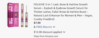 lash serum Amazon receipt