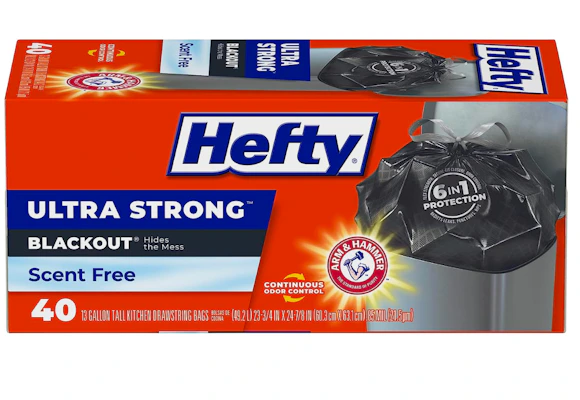 3 Hefty Trash Bags