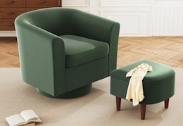 Swivel Barrel Chair With Ottoman, Only $114 at Wayfair (Reg. $406) card image