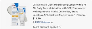 Cerave lotion Amazon receipt
