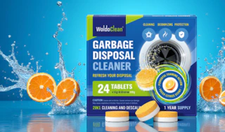 a box of garbage disposal cleaner tablets