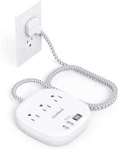 Flat Plug Power Strip w/ USB Ports