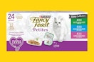 purina fancy feast petites on a yellow background