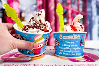 two cups of frozen yogurt from menchies