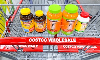 vitamins in a cart at costco