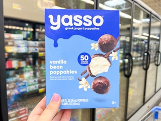 hand holding box of Yasso poppables