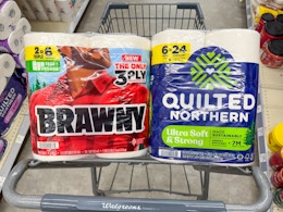 quilted northern and brawny products in walgreens cart