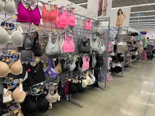 area shot of bra wall at walmart