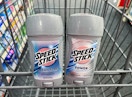 two speed stick deodorants in shopping cart