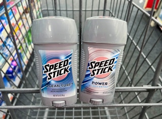 two speed stick deodorants in shopping cart