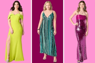 collage of prom dresses