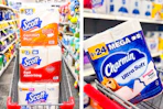 collage image of scott paper products and charmin toilet paper