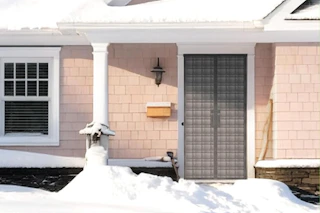 thermal door curtain outside of house