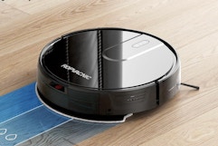 ROPVACNIC Robot Vacuum Cleaner cleaning hardwood floors.