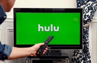 someone looking at tv with hulu