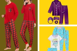 Men's and women's red plaid pajamas, kids purple silk pajama set, kids cotton pajama set long and short sleeves