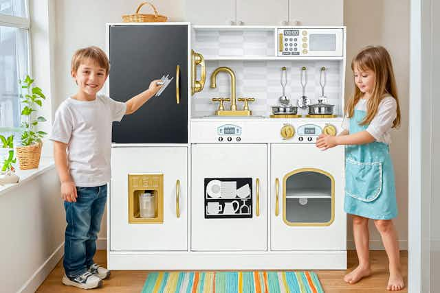 Wooden Play Kitchen, Just $90 at Walmart (Reg. $160) — Comes in 3 Colors card image