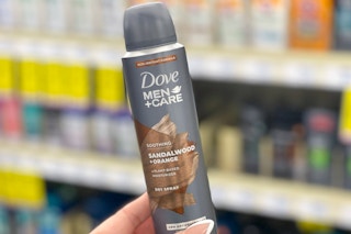 hand holding dove sandalwood dry spray