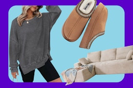 walmart sweatshirt slippers sofa