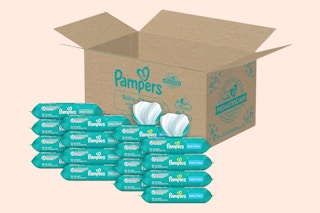 pampers wipes on cream background