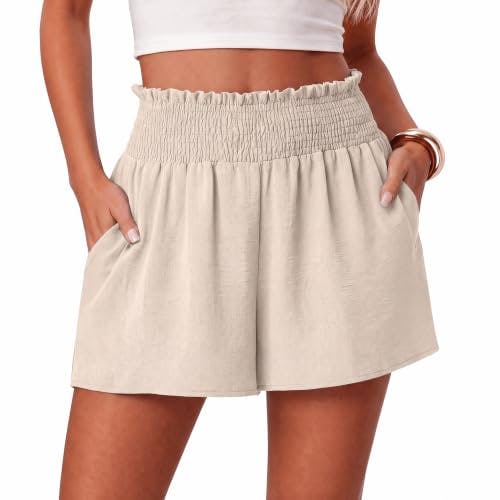 Women's High-Waisted Smocked Shorts