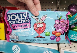 hand holding jolly rancher jelly beans at dollar general