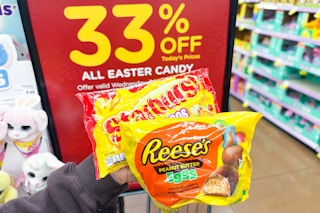 hand holding bags of kroger easter candy