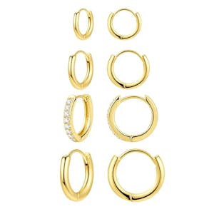 Gold Huggie Hoop Earrings Set