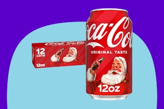 Coca-Cola Fridge Pack Soda Soft Drink on a blue background.