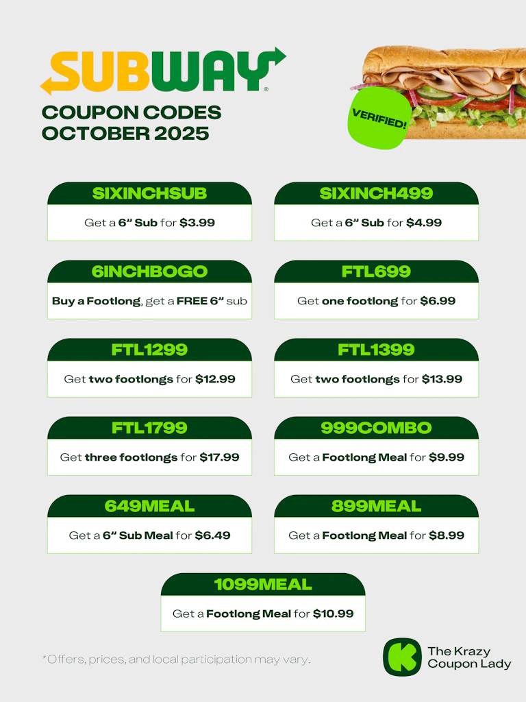 BEST Subway Coupons That Work: How to Score 40% off Footlongs and More ...