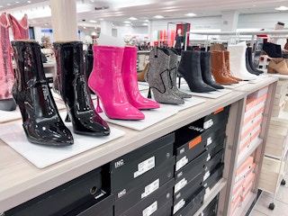 a row of women's heeled booties