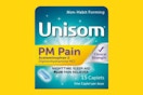 unisom pm pain on yellow background