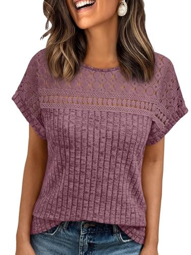 Womens Lace Short Sleeve Top