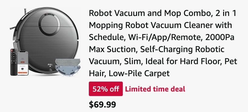 Mamnv Robo vac mop Amazon receipt