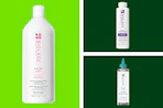 haircare bottles in a collage