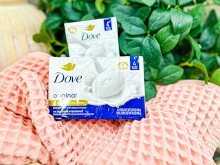 Dove beauty bars on cloth