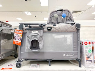 gray baby trend playard