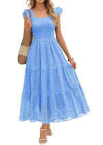 Women's Sleeveless Eyelet Maxi Dress