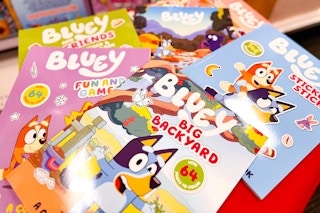 bluey coloring books sitting on a table at target