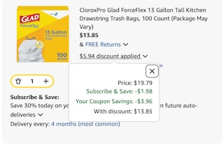 trash bags Amazon receipt