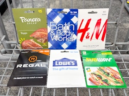 gift cards in a shopping cart