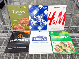 gift cards in a shopping cart