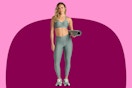 Black Lapis Shiny Sportswear from Avia's brand at Walmart (sports bra + leggings)