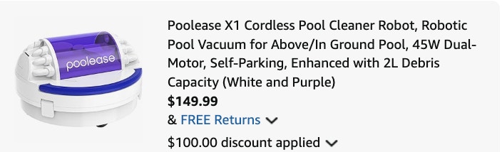 pool cleaner robot Amazon receipt