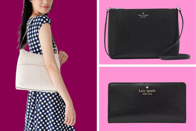 Save at Kate Spade: $19 Earrings, $44 Bifold Wallet, $79 Tote, and More card image