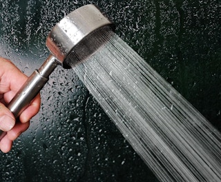 a silver shower head