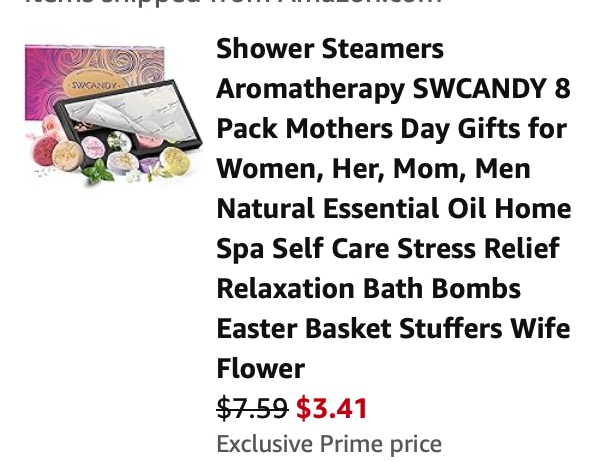 Shower steamers Amaozn receipt