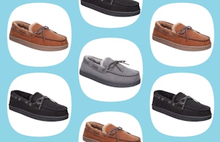collage of mens moccasin slippers