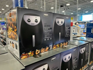 A display of Bella Air Fryers at Best Buy store.
